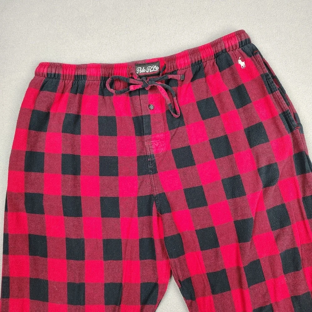 Polo Ralph Lauren Pajama Pants Mens XL‎ Buffalo Plaid Red Black Flannel Casual
